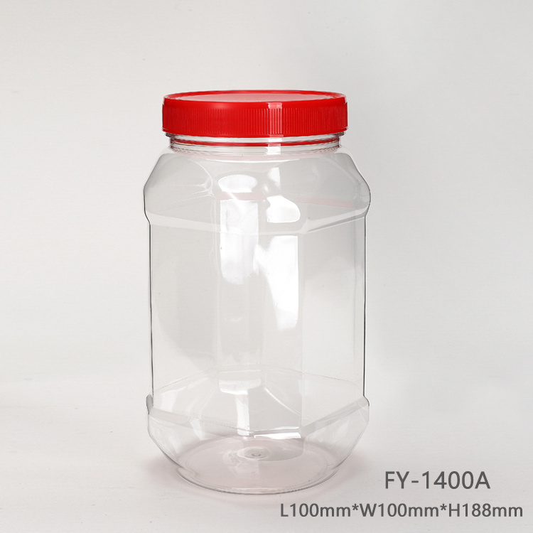 Hexagon Plastic Jars 700ml bottle Food Storage Jars Plastic Containers with Lids