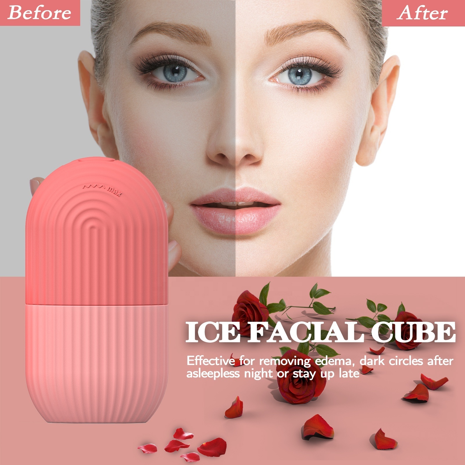 F1 Wholesale Cute Cool Silicone Ice Face Roller Contour Ice Mold Facial Massage Ice For Beauty Skin care Massager