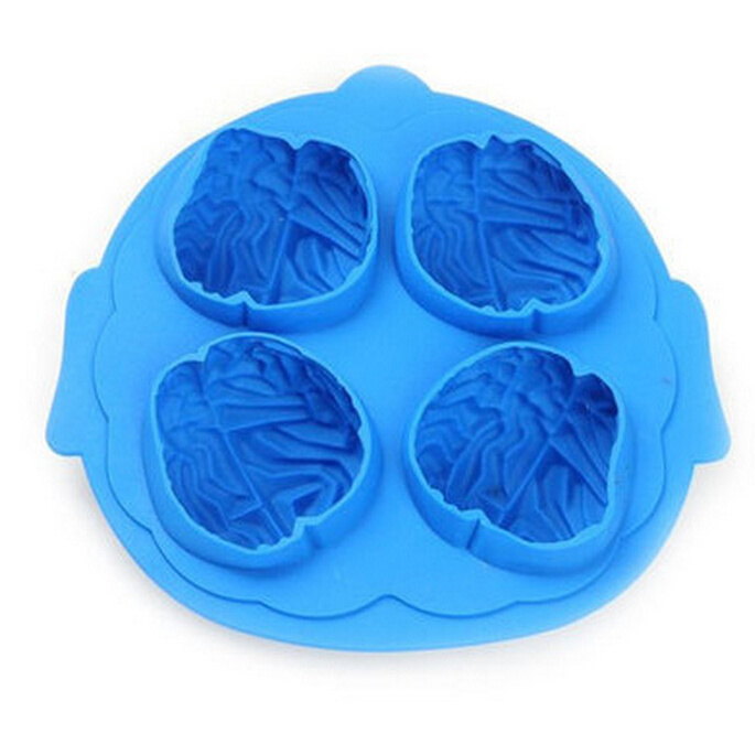 BI08 Brain-shaped Silicone Ice Tray Mold Kitchen Bar Party Drink Decoration Household Diy Four-connected Silicone Brain Baking M