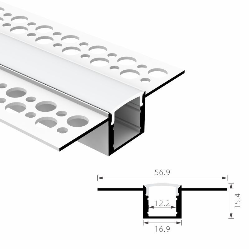 For Ceiling Light Bar Lighting Black Strips Channel Extrusion Recessed Drywall  Gypsum Trimless Plaster In Aluminium Led Profile