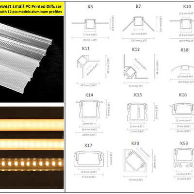 OEM Black White Plastic Polycarbonate Linear Lamp Shade Clear Printing UGR Frosted PC PMMA Diffuser Cover For Led Profile Light