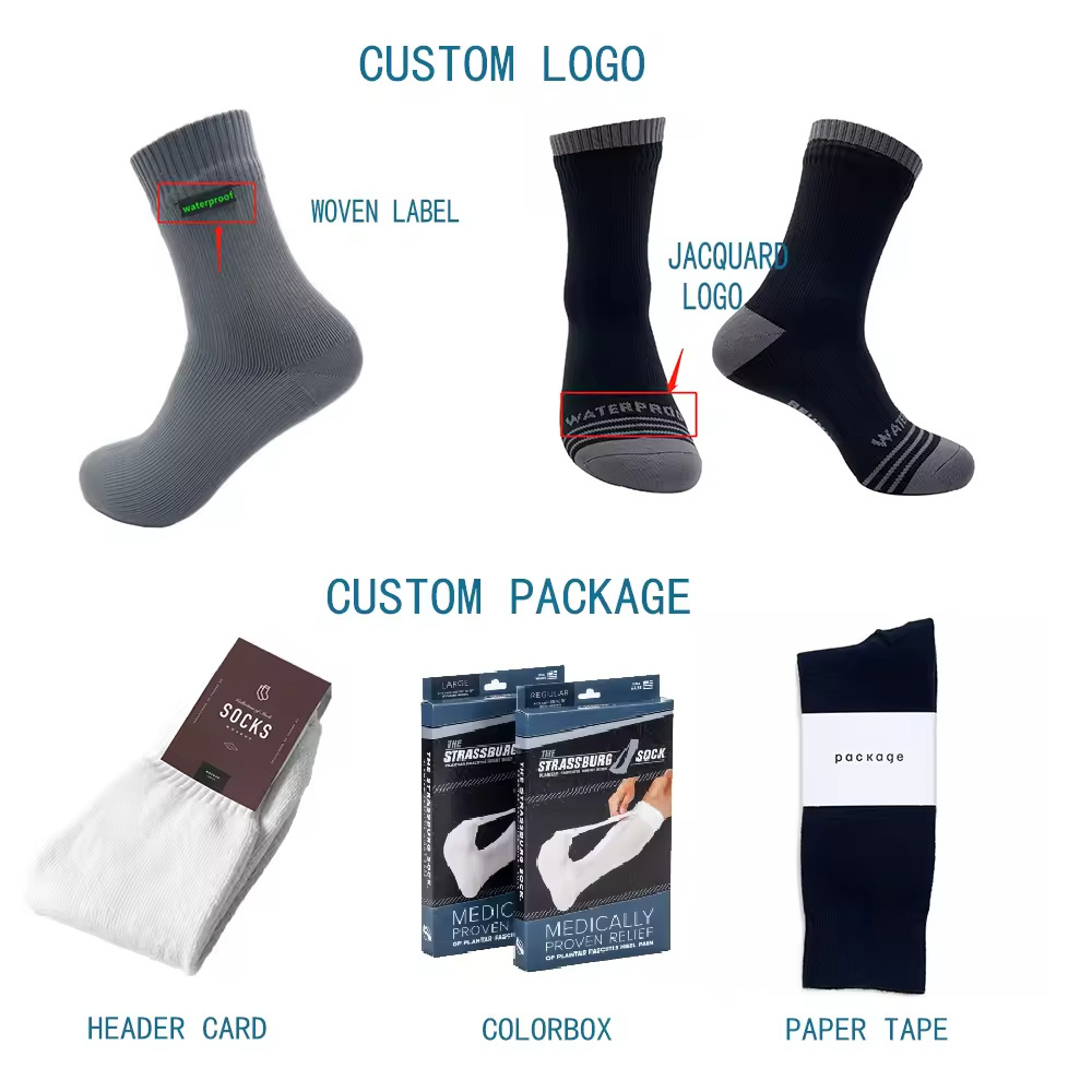 High Quality Hot OEM Pattern Unisex Custom Logo Crew Size Waterproof Breathable Hiking/Biking/Skiing Socks