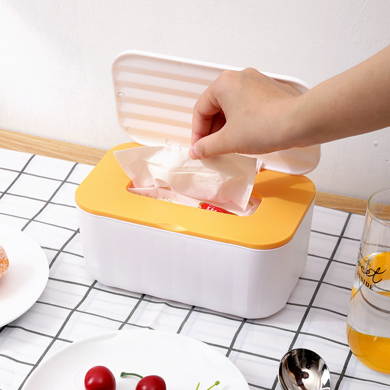 Household Plastic Paper Mask Storage Box Wet Tissue Box Seal Baby Wipes Dispenser Holder Dust-proof Tissue Box With Lid Kitchen