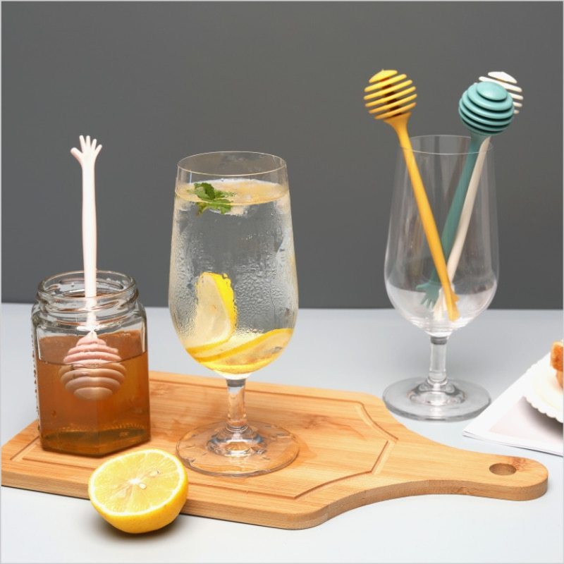 Kitchen Honey Stir Stick Hand Shape Honey Spoon Plastic Honey Spoon Coffee Spoon Mixing Tool Kitchen Utensils