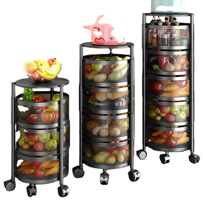 low price hot sales Metal layers Rotating Kitchen Vegetable spice jar set storage rack multi-functional