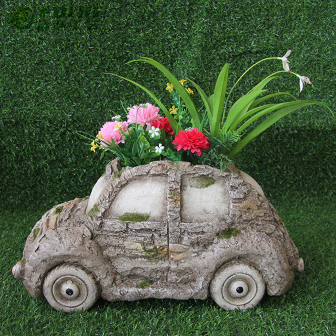 MGO stone garden decoration magnesia rustic car shape flower pot planter