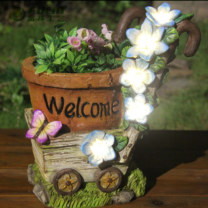 new design outdoor solar led lighting garden decorative flower pot and planters