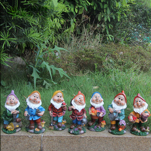 9.5" seven dwarfs statues garden funny labor gnome paint