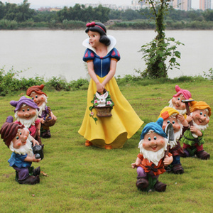 1.2M outdoor fiberglass snow white and the seven dwarfs garden statue decoration