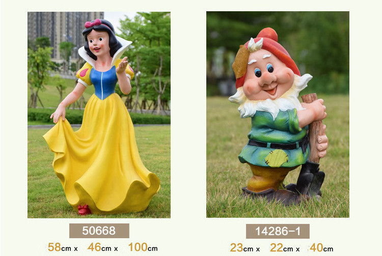 factory selling fiberglass snow white and the seven dwarfs decorative garden statue