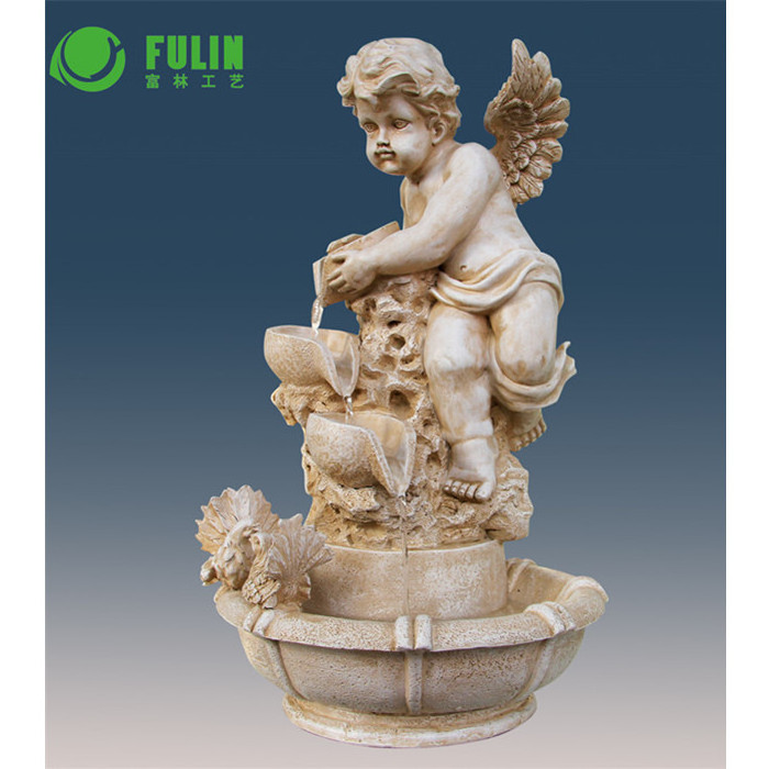 hot sale factory directly angel rolling ball water fountain with statues indoor