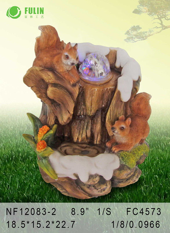 Decorative resin animal waterfall indoor tabletop ornament rolling ball water fountain