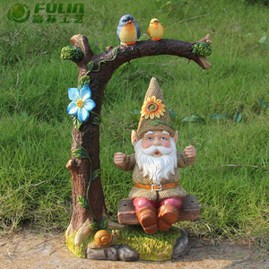 13.2" Funny garde gnome swing on a rope swing fairy statue garden decoration manufacturers.