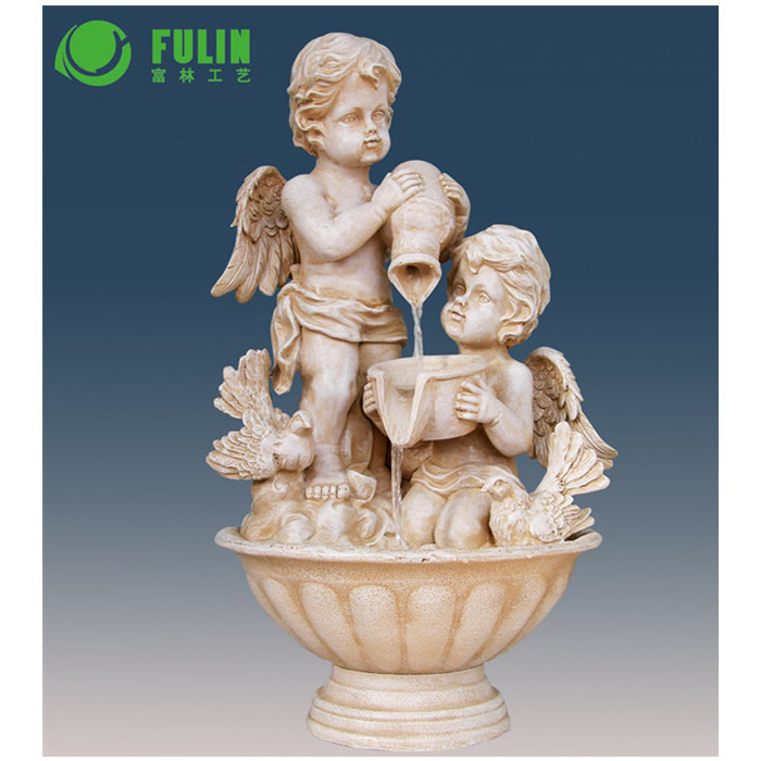 hot sale factory directly angel rolling ball water fountain with statues indoor