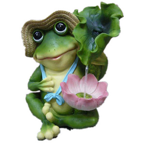 10.5" funny frog water fountain for outdoor garden