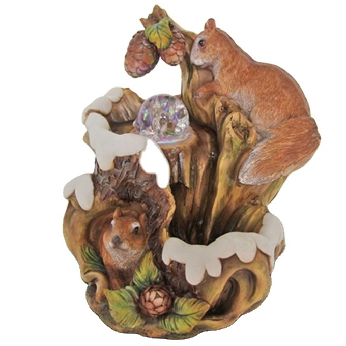 Decorative resin animal waterfall indoor tabletop ornament rolling ball water fountain