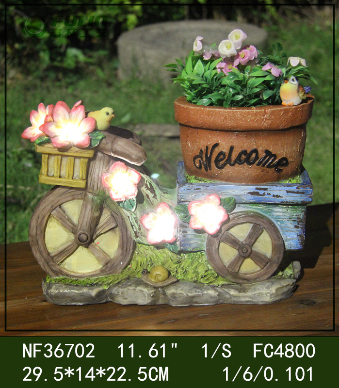 new arrival outdoor home & garden car shape solar lighted planters illuminated