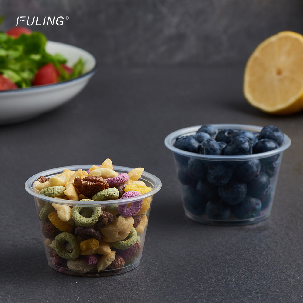 FULING 1/1.5/2/3.25/4/5.5 OZ Small Plastic Portion Containers With Lids Jello Shot Souffle Cups Condiment Sauce Cups