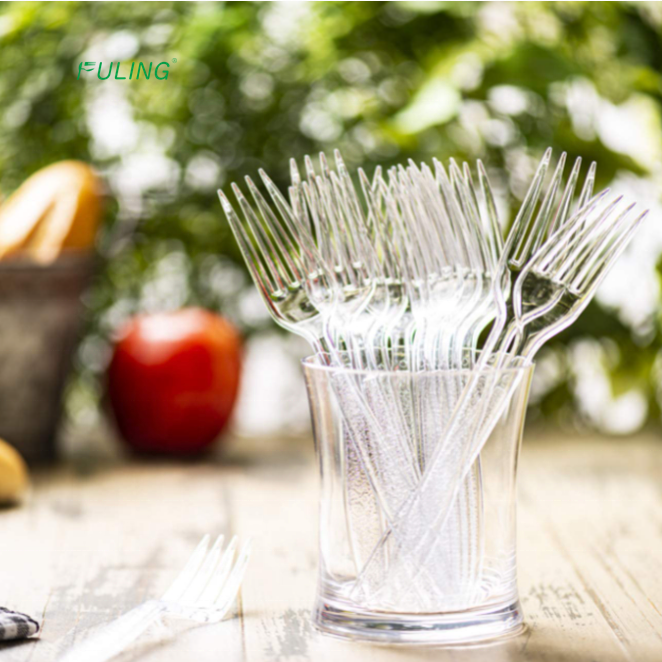 factory direct disposable forks custom transparent plastic individuals wrapped forks kit to go  ps clear plastic forks