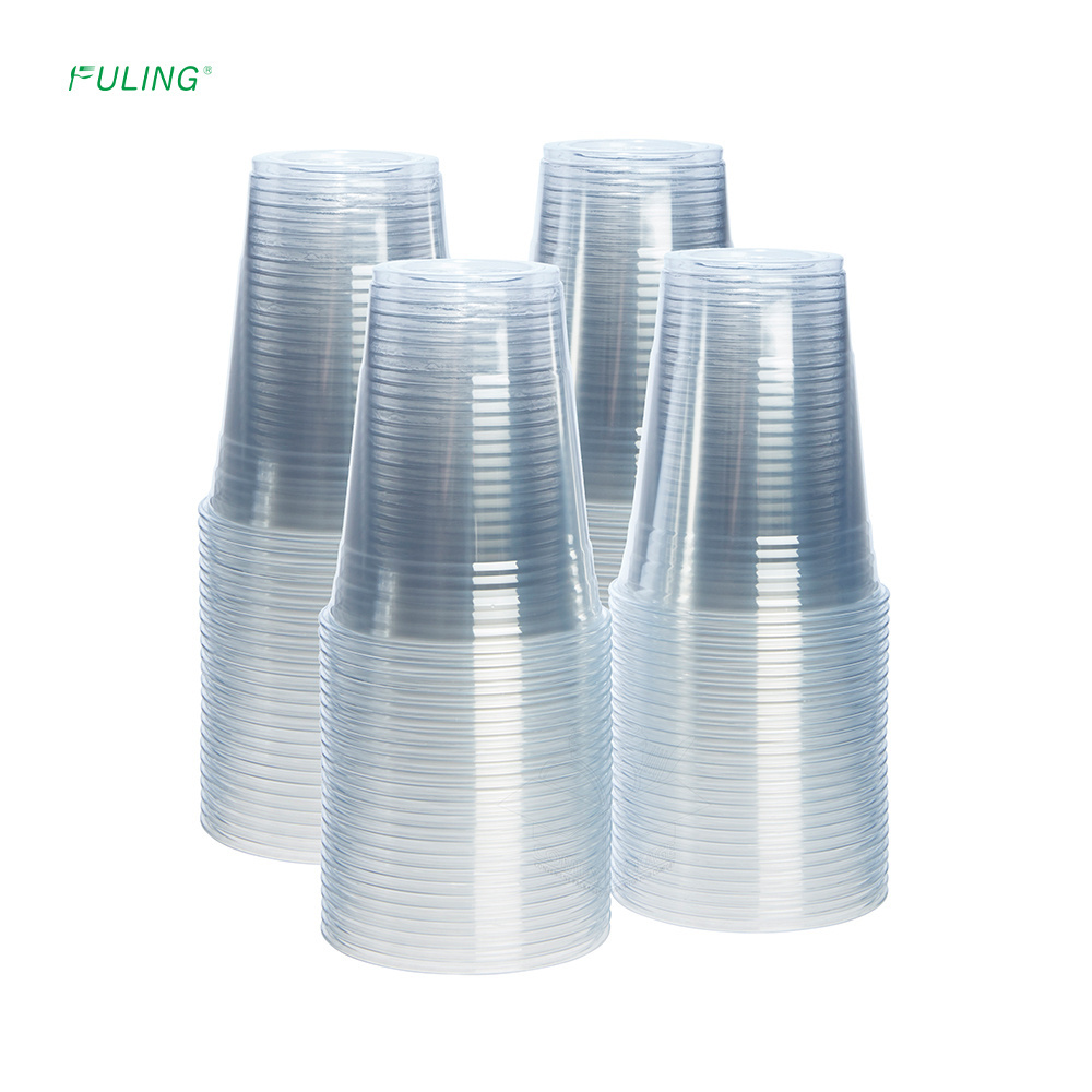 FULING vasos de plastico Cold Drink Cup PET 8/9/10/12/14/16/20/24/32 oz Disposable Plastic Cup