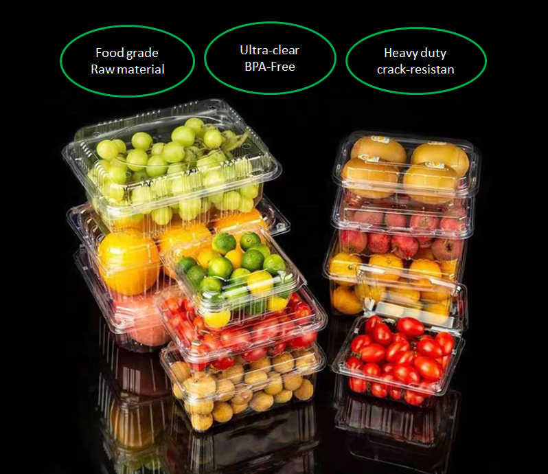 clear plastic Fruit packaging punnet transparent strawberry containers clamshell packaging box