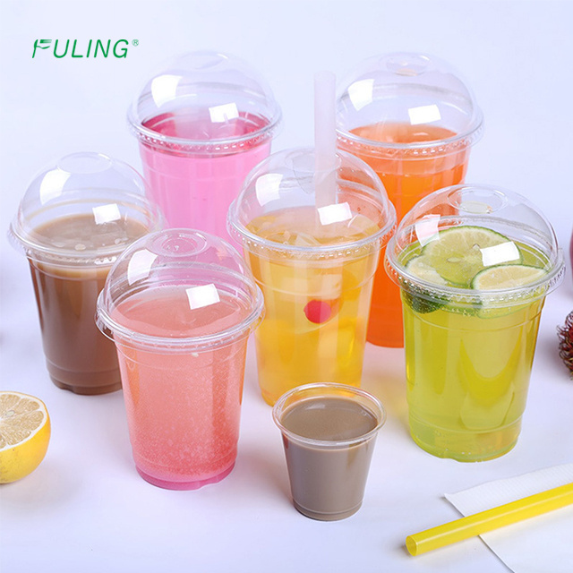 FULING vasos de plastico Cold Drink Cup PET 8/9/10/12/14/16/20/24/32 oz Disposable Plastic Cup