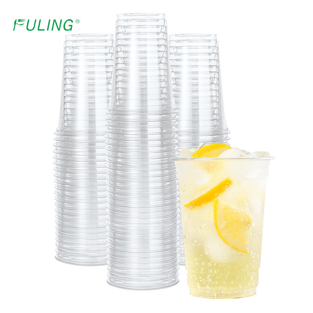 FULING vasos de plastico Cold Drink Cup PET 8/9/10/12/14/16/20/24/32 oz Disposable Plastic Cup