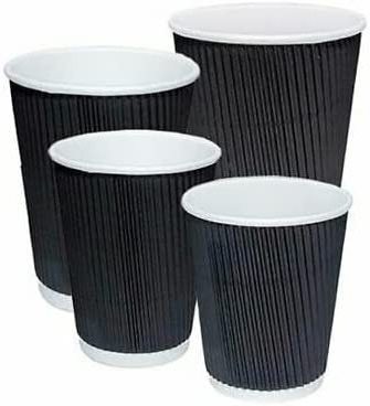 Black Coffee Cups Ripple Paper for Home Office Work Ripple Kraft Paper Cup