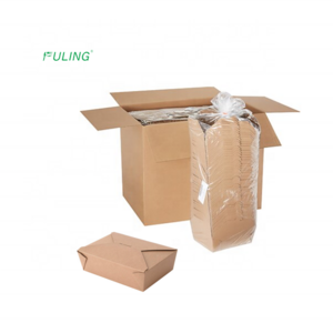 kraft paper food packaging box deli container  disposable microwave to go box with lid for restaurant