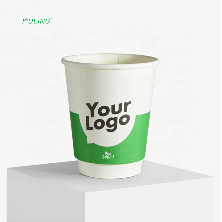 fuling factory custom 8 oz cup paper juice  disposable pe coated printed coffee paper cup customized