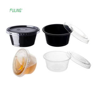 restaurant to go black disposal 35ml  souffle cup round dipping sauce packaking container plastic takeaway food sauce cups