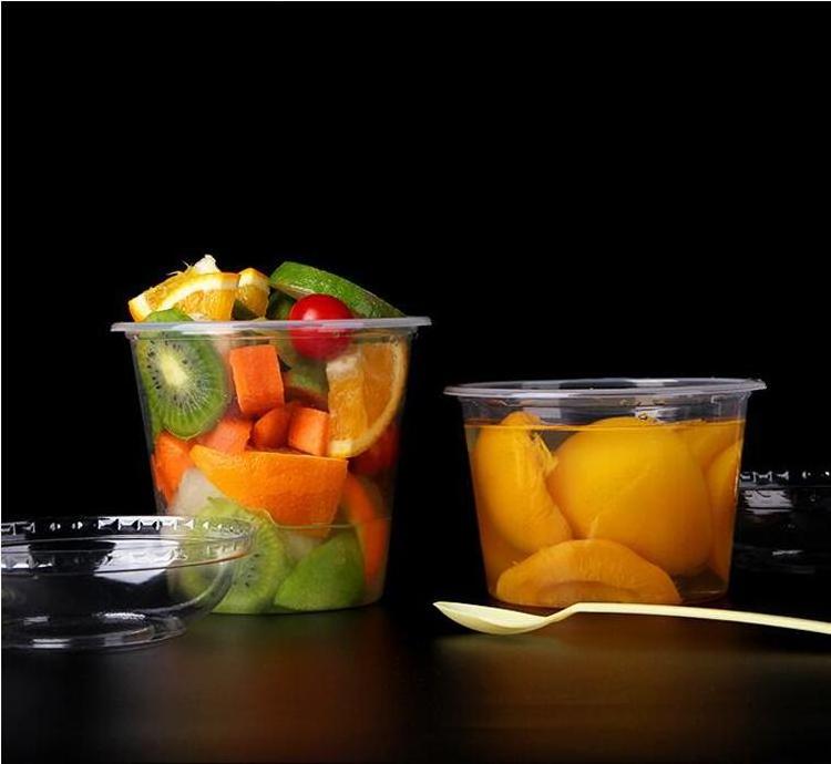 Disposable plastic food deli container fruit salad cake ice cream container to go food bowls packing box 8/16/24/32oz