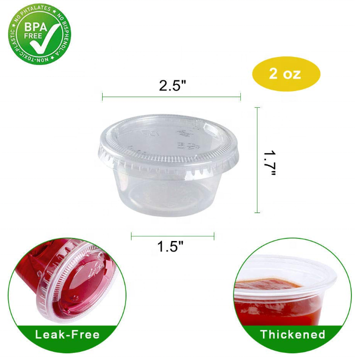 disposable condiment  ice cream cups  , plastic soufle cups 1 2 5.5 oz,2oz jello shot cups 50 pack