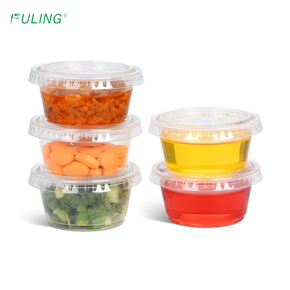 FULING Plastic 2 oz Portion Cup Disposable Jello Shots Sauce Cup Condiment Souffle Dressing Mini Containers