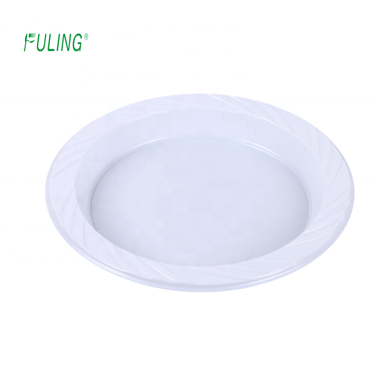 Fashionable Eco Frirndly Big Party Pack Dinner Plates Ps Plate Color Plastic Round Plastic Solid Disposable White Plate Dish