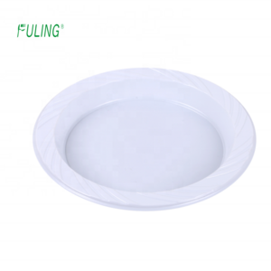 Fashionable Eco Frirndly Big Party Pack Dinner Plates Ps Plate Color Plastic Round Plastic Solid Disposable White Plate Dish