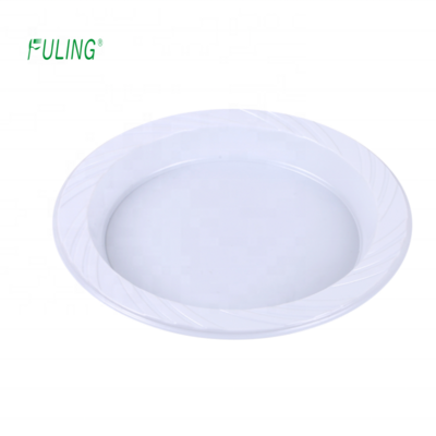 Fashionable Eco Frirndly Big Party Pack Dinner Plates Ps Plate Color Plastic Round Plastic Solid Disposable White Plate Dish