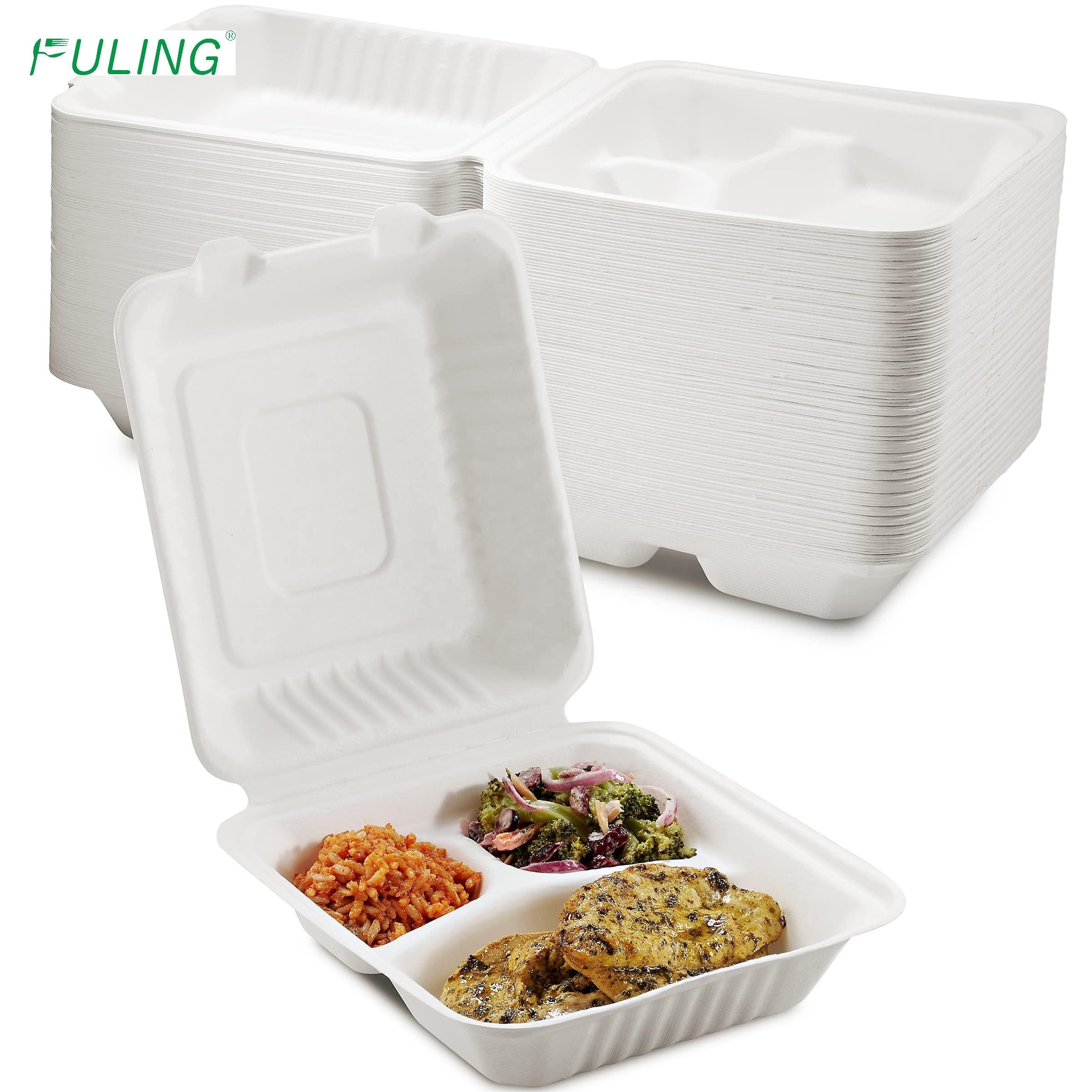 to go plates 3 compartments togo disposable biodegradable plates take away square plates with lids for restaurant