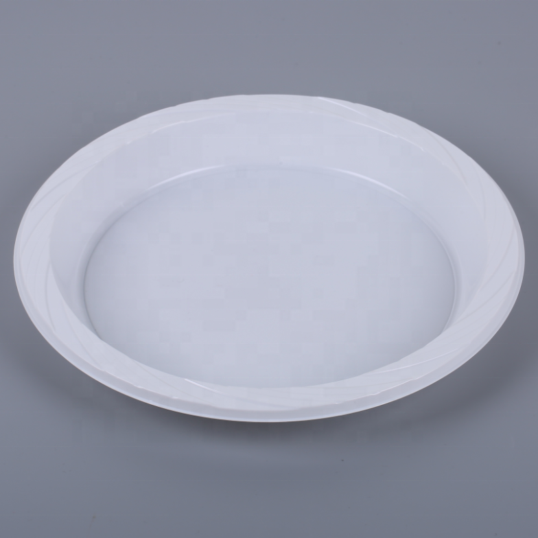 Fashionable Eco Frirndly Big Party Pack Dinner Plates Ps Plate Color Plastic Round Plastic Solid Disposable White Plate Dish