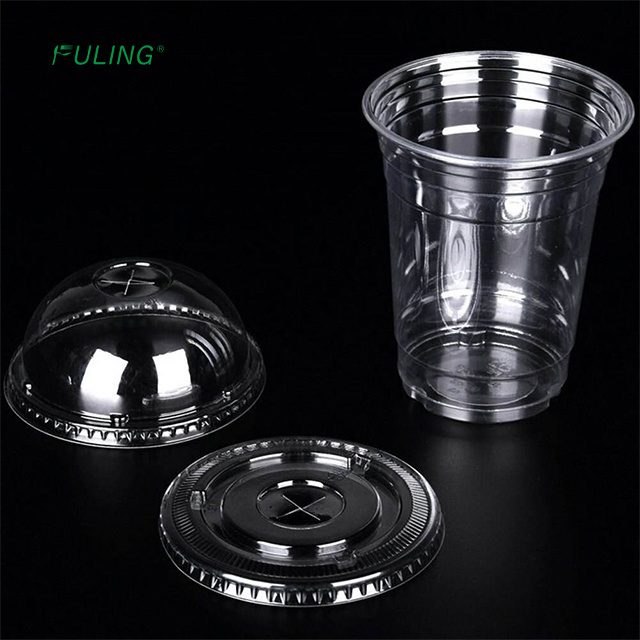 FULING Premium Plastic U-Rim Cold Cups 12 16 24 32 oz Transparent disposable smoothie milktea bubble tea plastic cups