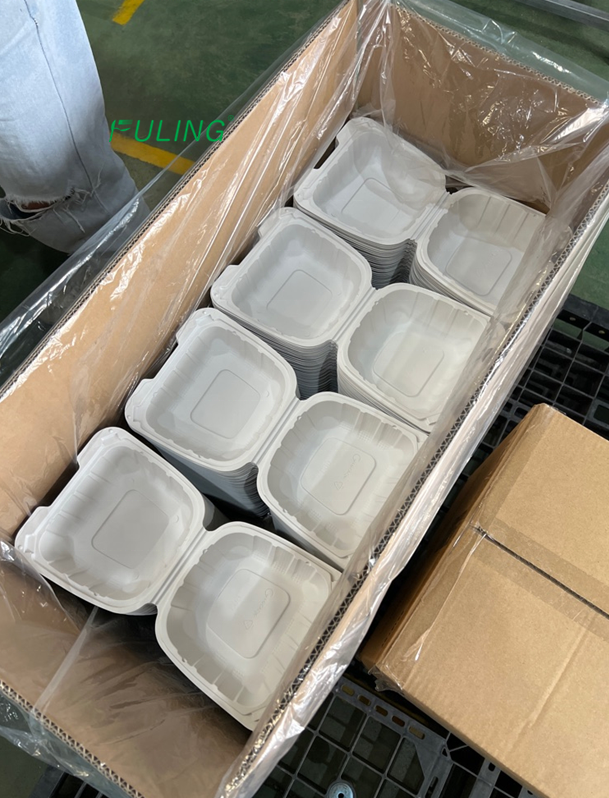 takeout container disposable biodegradable hard togo foam mfpp compartment plastic hinged food container