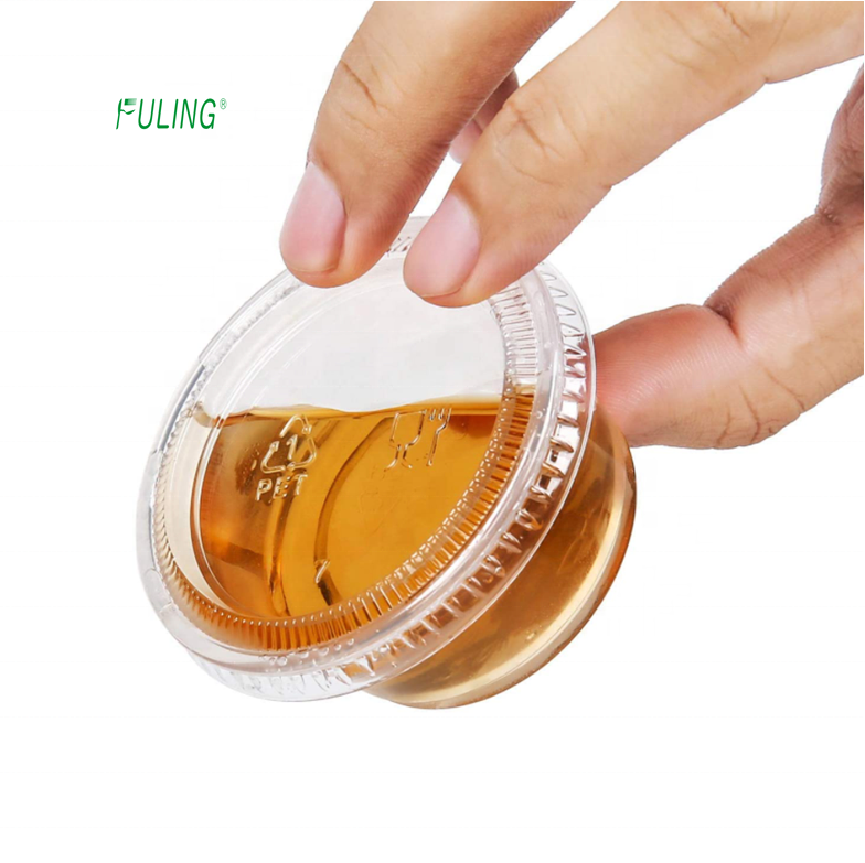 Fuling 31years supplier  disposable Small plastic sauce cup 2 oz pudding portion condiment cups with Lids,  jello shot cups