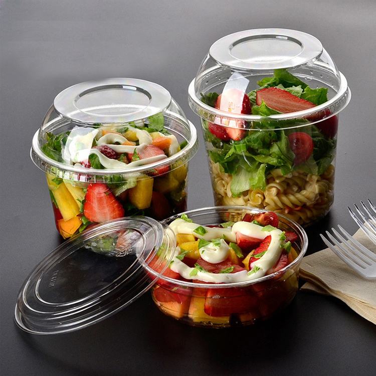 Disposable plastic food deli container fruit salad cake ice cream container to go food bowls packing box 8/16/24/32oz