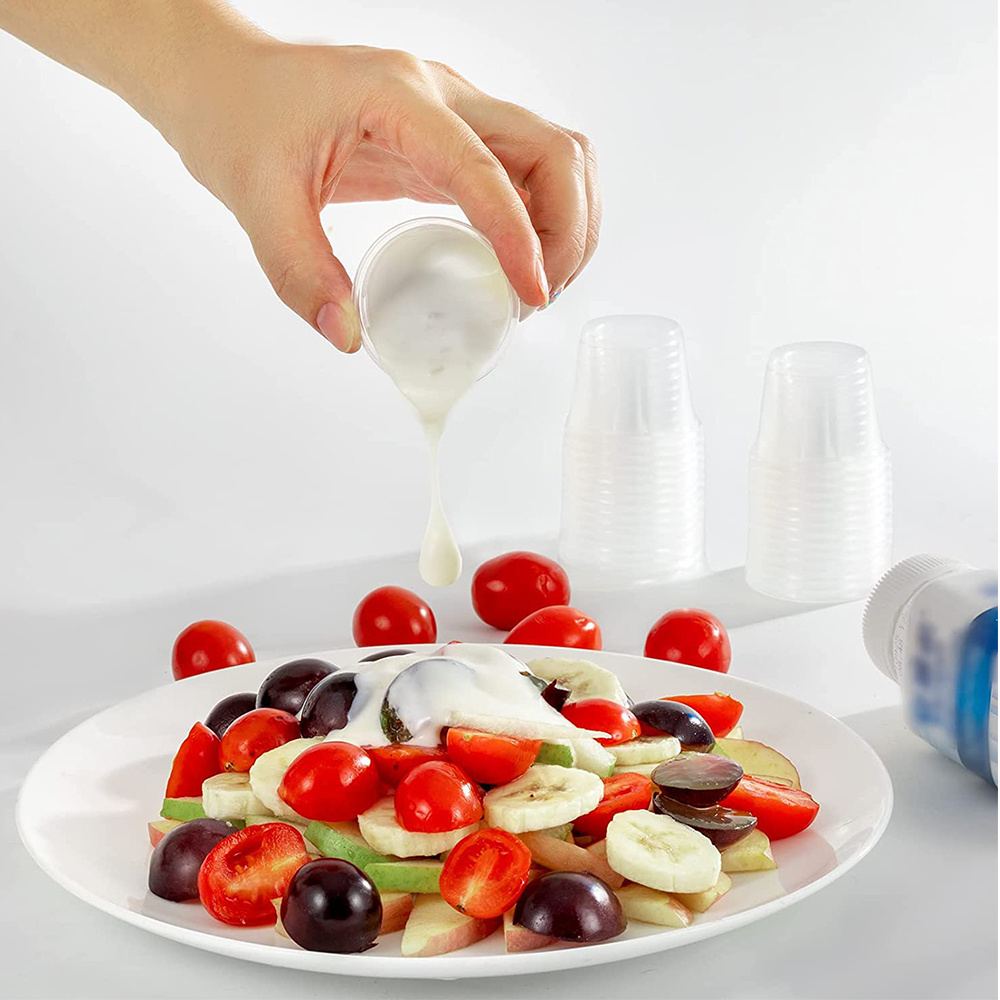 Disposable Plastic Portion Cups With Lids Meal Prep Containers 1/1.5/2/3.25/4/5.5 oz  OZ Sauce Cups Dressing Cup Tableware