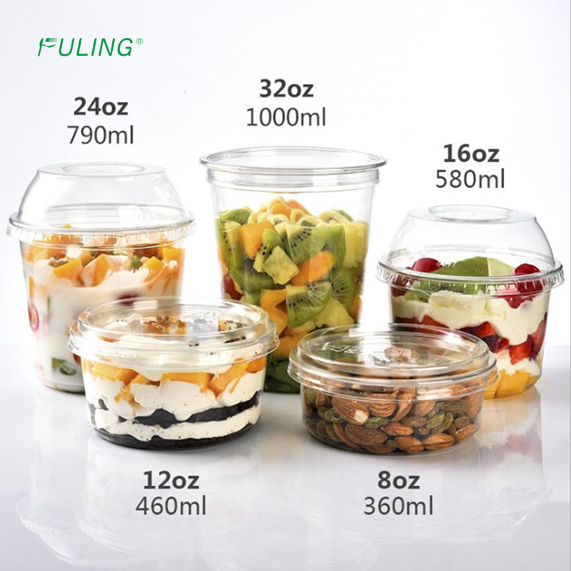 8 oz 16 oz 24 oz 32 oz To Go Fruit Yogurt Cake Cup Snack Plastic Dessert Bowl Disposable