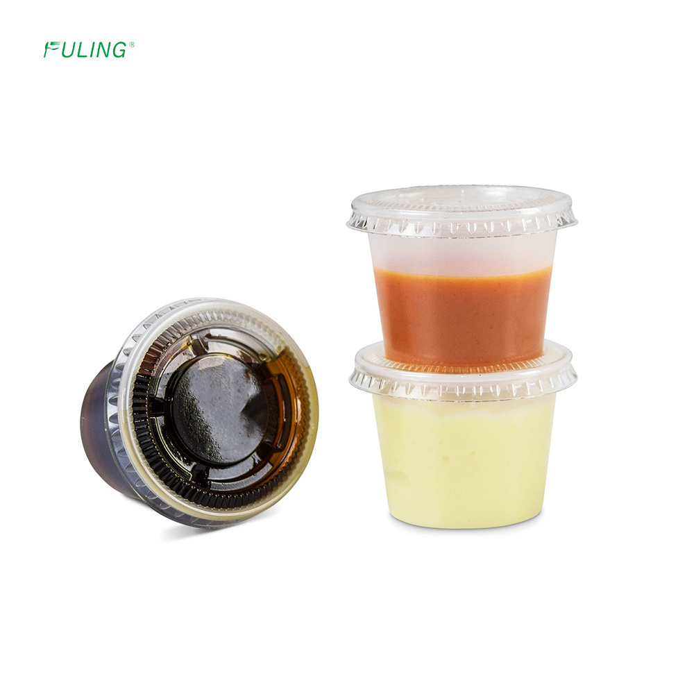 Disposable Plastic Portion Cups With Lids Meal Prep Containers 1/1.5/2/3.25/4/5.5 oz  OZ Sauce Cups Dressing Cup Tableware