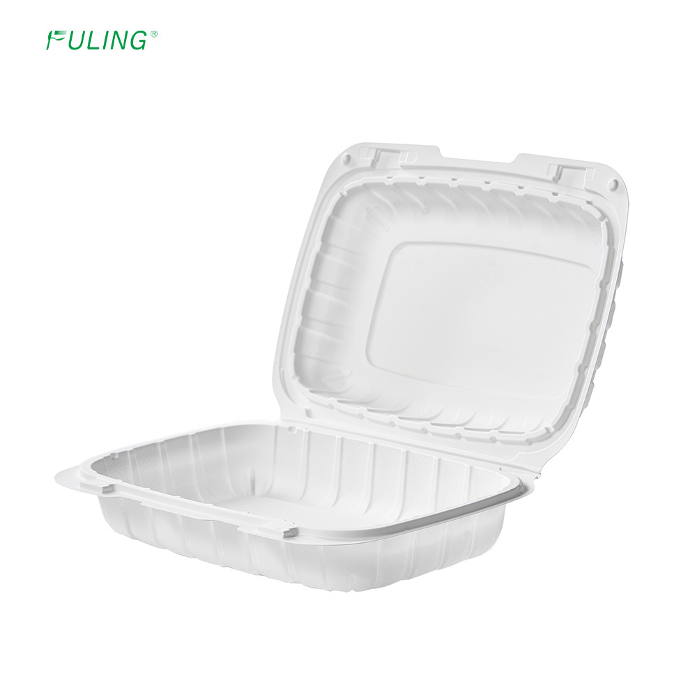 FULING 9x6x3'' Inch MFPP To go Fast food container Styrofoam Replacement Take Away Meal Prep Clamshell Container