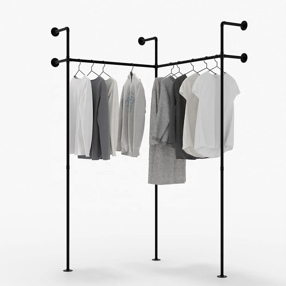 Industrial Style Clothing Store Display Rack Clothes Hanger Rack Metal Iron Clothes Display Racks Shelf For Clothing Shop