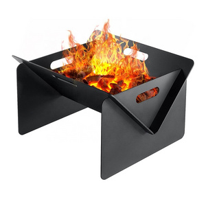 Portable Outdoor Fire Pit Metal Collapsible Fire Ring Stove Iron Outdoor Camping Backyard Picnic Bonfire BBQ Fire Pit