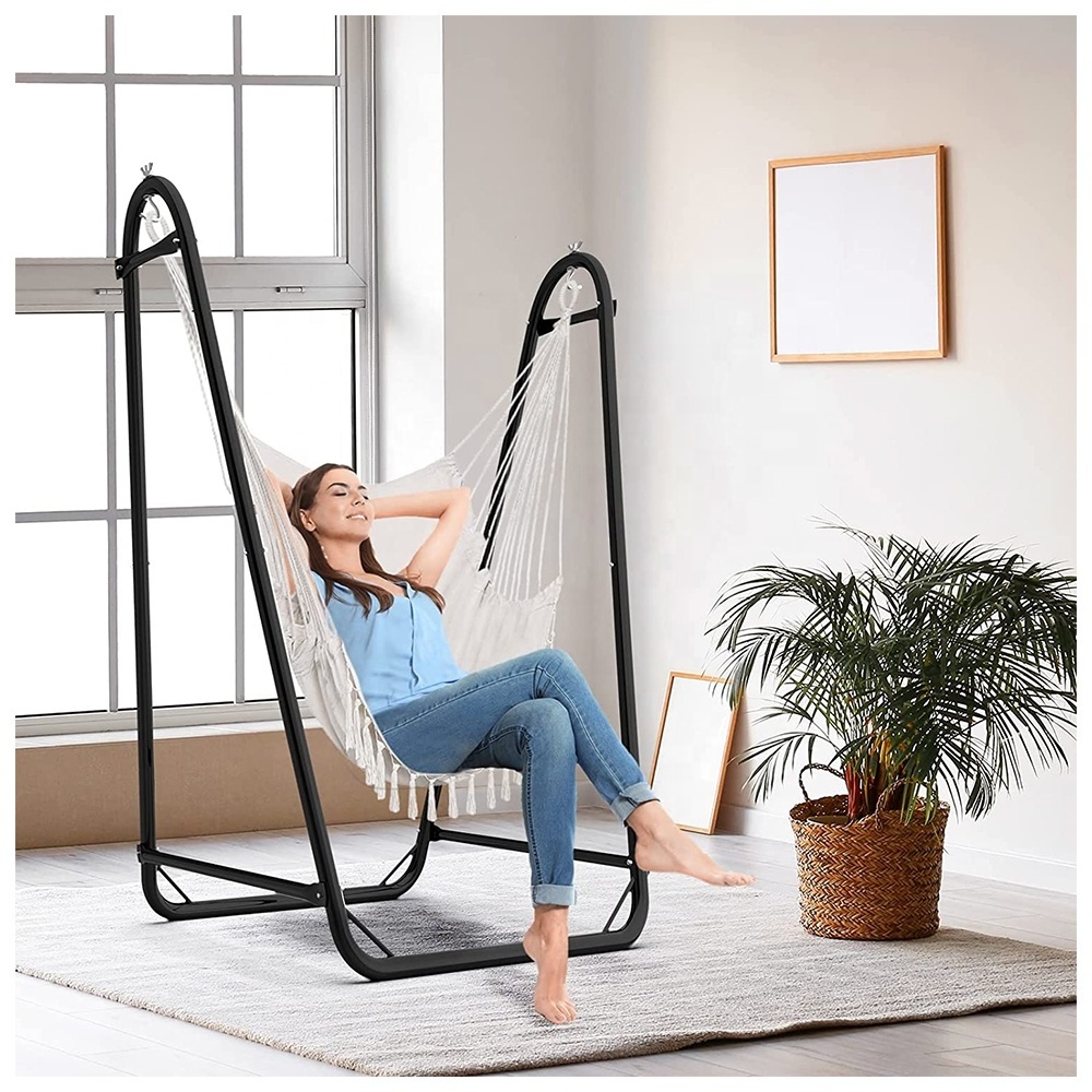 Hammock Chair Indoor Outdoor Swing Stand Steel Metal Hammock ChairStand Black Iron Hanging Bracket for Hammock Chair